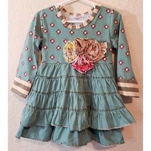 Conice Co 12 Month Girls Ruffled Mixed Media Dress XS